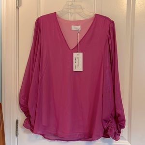 Adrienne bubble blouse size large magenta pink BNWT